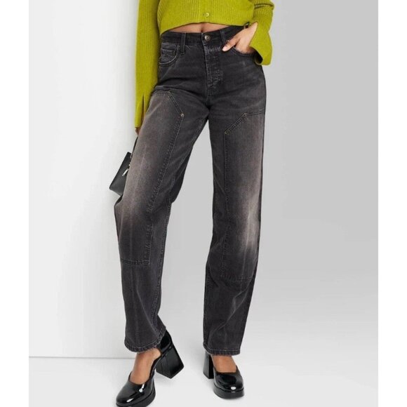 Women's Wild Fable High-Rise Straight Jeans Black Wash Easy Rigid Size 6 - Picture 1 of 5